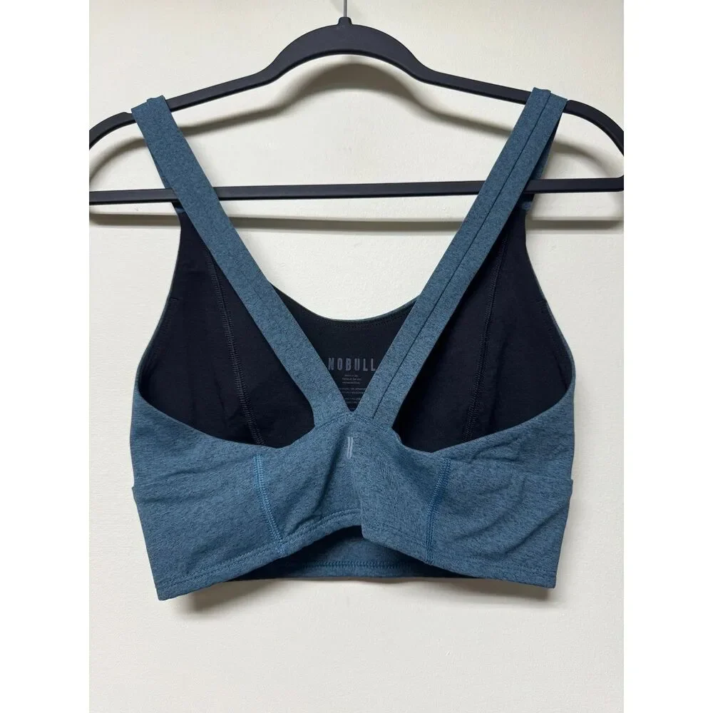 NOBULL Halter Sports Bra in Heathered Teal Green, Sz M